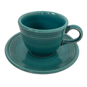 Fiesta Turquoise Cup & Saucer Set  Fiestaware HLC‎ Teal Blue Green FLAW
